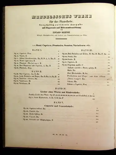 Mertke Mendelssohn 5 Bde. in 2 um 1880 Lieder ohne Worte und Kinderstücke js