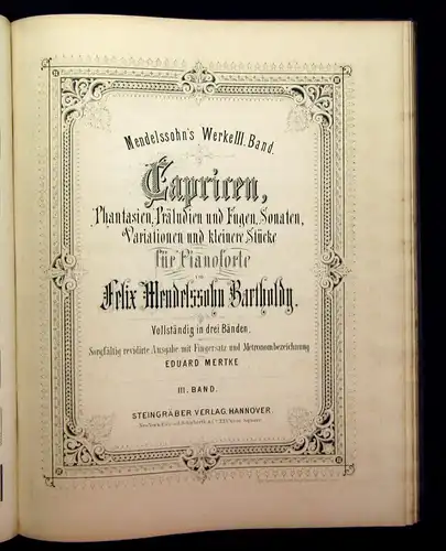 Mertke Mendelssohn 5 Bde. in 2 um 1880 Lieder ohne Worte und Kinderstücke js