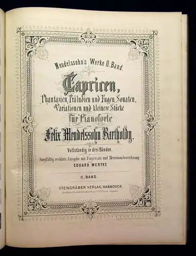 Mertke Mendelssohn 5 Bde. in 2 um 1880 Lieder ohne Worte und Kinderstücke js