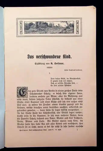 Vollmar Agnes Das verschwundene Kind um 1914 selten Erzählung für jung und alt j