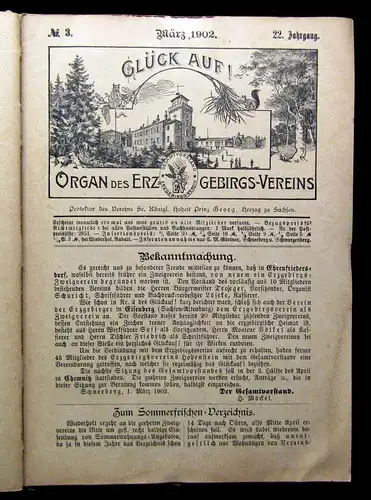 Möckel 12 Hefte Glückauf Organ des Erzgebirgsvereins 22. Jhg. 1902 mb