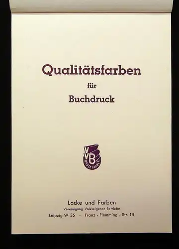 VVB Qualitätsfarben für Buchdruck Lacke und Farben (DDR) selten Handwerk js