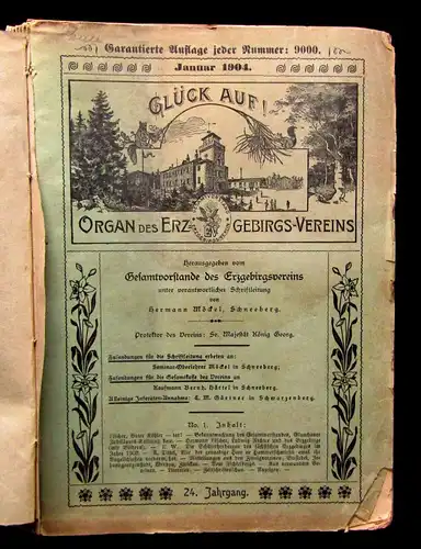 Möckel Glückauf Organ des Erzgebirgsvereins Jahrgang 24-26, 36 Hefte 1904-1906