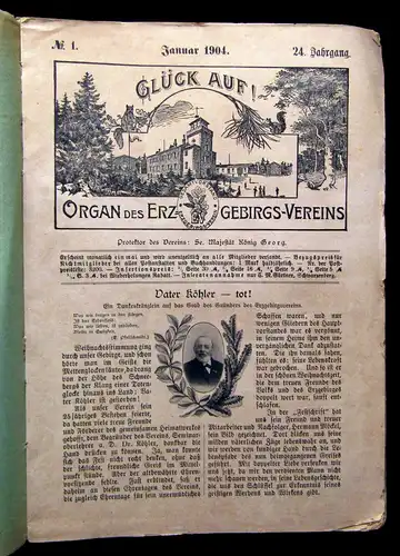 Möckel Glückauf Organ des Erzgebirgsvereins Jahrgang 24-26, 36 Hefte 1904-1906