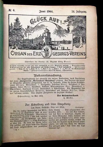 Möckel Glückauf Organ des Erzgebirgsvereins Jahrgang 24-26, 36 Hefte 1904-1906