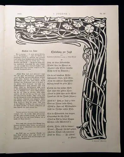 Jugend Zeitschrift Wochenschrift Nr.29  1899 Hirth Verlag IV. Jahrg. Jugendstil