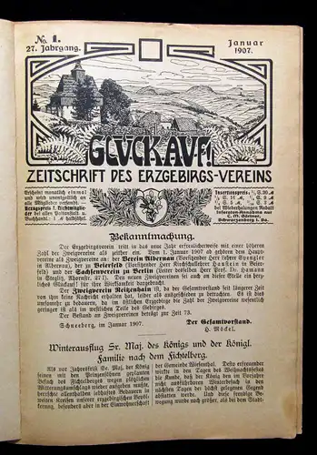 Möckel 12 Hefte Glückauf Zeitschrift des Erzgebirgsvereins 27. Jhg. 1907 mb