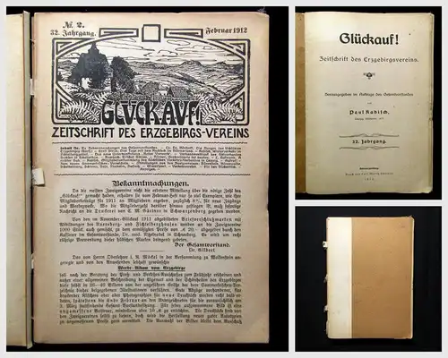 Kabisch 12 Hefte Glückauf Zeitschrift des Erzgebirgsvereins 32. Jhg. 1912 mb