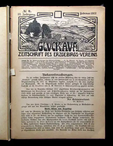 Kabisch 12 Hefte Glückauf Zeitschrift des Erzgebirgsvereins 32. Jhg. 1912 mb