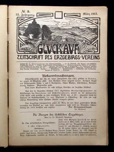 Kabisch 12 Hefte Glückauf Zeitschrift des Erzgebirgsvereins 32. Jhg. 1912 mb