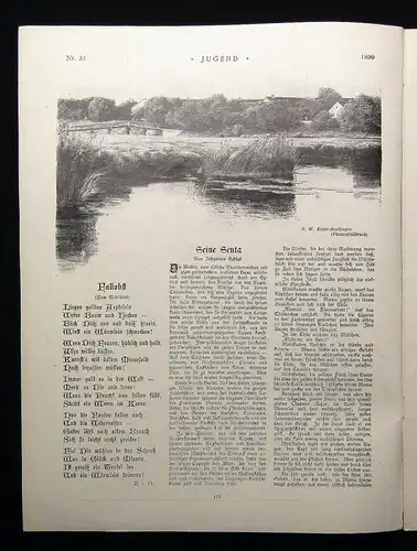 Jugend Zeitschrift Wochenschrift Nr.33  1899 Hirth Verlag IV. Jahrg. Jugendstil