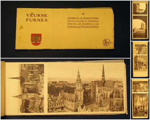 Leporello mit 10 Ansichten aus Veurne Furnes- Westbelgien 9x 21 cm Postkarten js