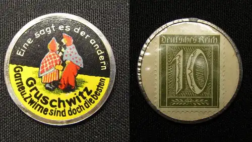 Kapselgeld Briefmarkenkapselgeld Gruschwitz sehr selten Garne u. Zwirne Neusalza