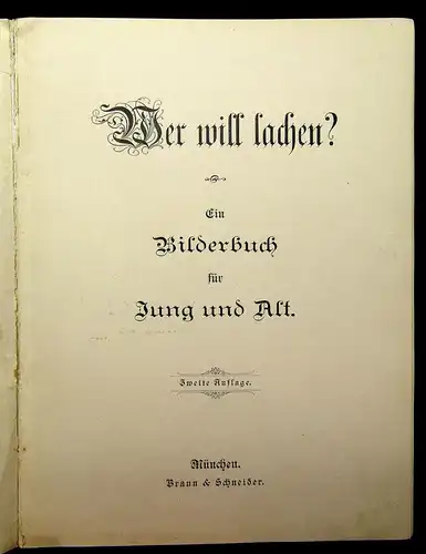 Wer will lachen? Ein Bilderbuch für jung u alt um 1900 Belletristik Kinderbücher