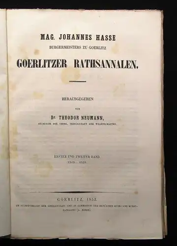 Scriptores Rerum Lusaticarum Sammlung Oberlausitzer Geschichtsschreiber 1852 js