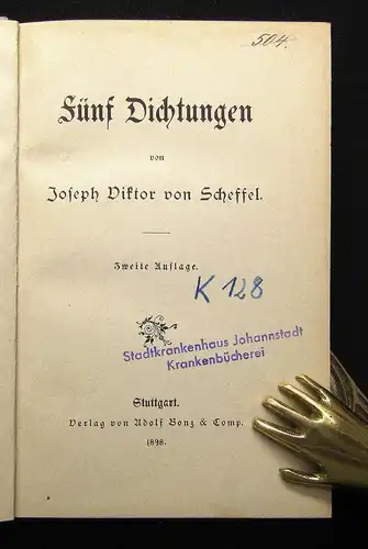 Fünf Dichtungen von Joseph Viktor von Scheffel 1898 Belletristik Lyrik js