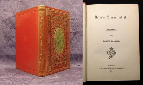 Helm, Clementine Unter`m Schnee erblüht 1880 dekorativer Einband Literatur