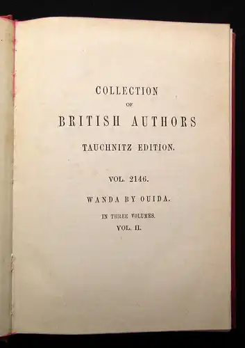 Tauchnitz Edition Vol.2146 Wanda by Ouida Vol.II. Collection of British Autors