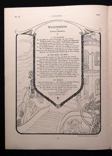 Jugend Zeitschrift Jugendstil Wochenschrift Nr. 52 1899 IV.Jhg. Hirth Verlag js