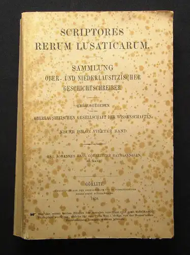 Scriptores Rerum Lusaticarum Sammlung Oberlausitzer Geschichtsschreiber 1870 js