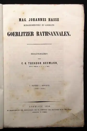 Scriptores Rerum Lusaticarum Sammlung Oberlausitzer Geschichtsschreiber 1850 js