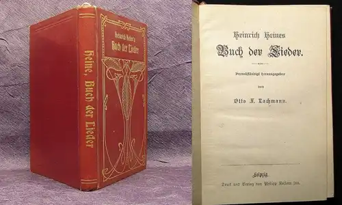 Lachmann Heinrich Heines Buch der Lieder um 1900 dekorativer Einband