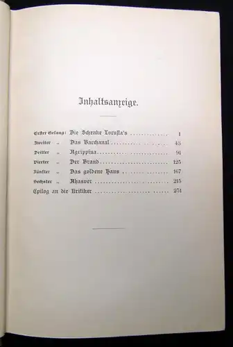 Hamerling Ahasver in Rom 1892 Eine Dichtung in sechs Gesängen Mit einem Epilog