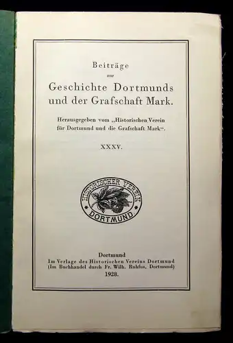 Beiträge zur Geschichte Dortmunds u der Grafschaft Mark XXXV. 1928 Geschichte