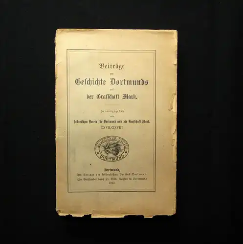 Beiträge zur Geschichte Dortmunds u der Grafschaft Mark XXVII/XXVIII 1920