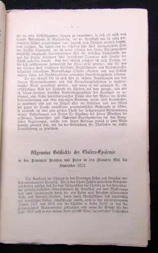 Das Auftreten und der Verlauf der Cholera Or.Ausg. selten 1874 Reise- Bericht