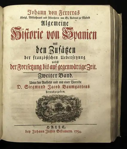 Ferreras Allgemeine Historie von Spanien 2 Bde. in 1(von 13) 1754 Geschichte