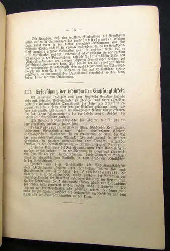 Untersuchungsplan der Erforschung der Ursachen der Cholera Or.Ausg. selten 1873