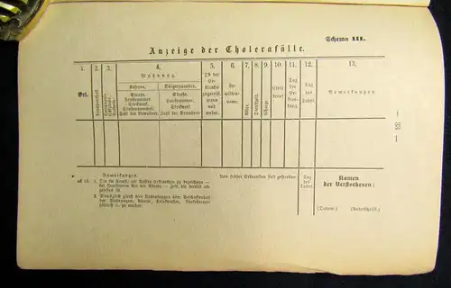 Untersuchungsplan der Erforschung der Ursachen der Cholera Or.Ausg. selten 1873