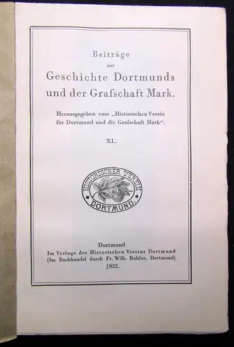 Winterfeld Geschichte Dortmunds und der Graffschaft Mark XL. 1932 Geschichte