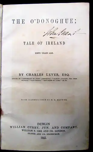 Lever The O´Donoghue Tale of Ireland 1845 Belletristik Lyrik Literatur mb