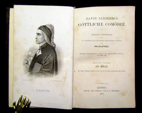 Philalethes Dante Alighieri´s Göttliche Comödie 1. u. 2. Teil 1871  Lyrik mb