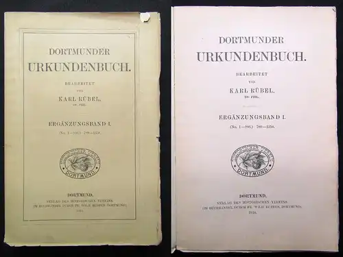 Rübel Dortmunder Urkundenbuch Ergänzungsband I.(No.1-906) 789-1350; 1910