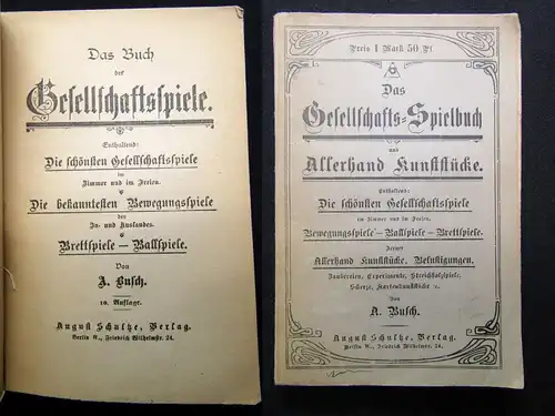 Busch Das Gesellschafts-spielbuch und Allerhand Kunststücke um 1900 Experimente