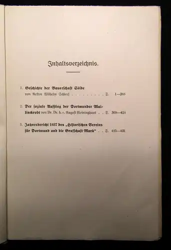 Beiträge zur Geschichte Dortmunds und der Graffschaft Mark XLIV 1938 Geschichte