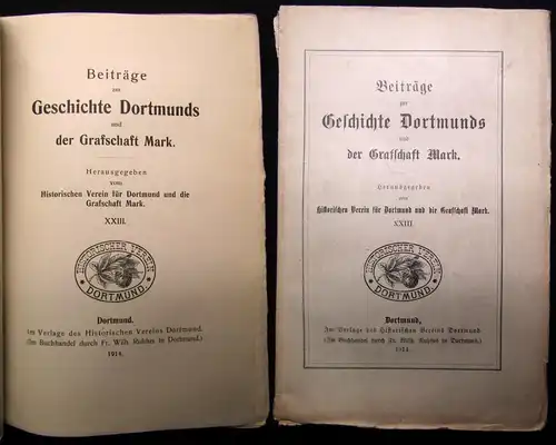Beiträge zur Geschichte Dortmunds und der Graffschaft Mark XXIII 1914 Geschichte