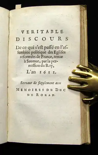 Rohan, Henri de 1644 Les Memoires du duc de Rohan. - 3 Teile in 1 Bd.