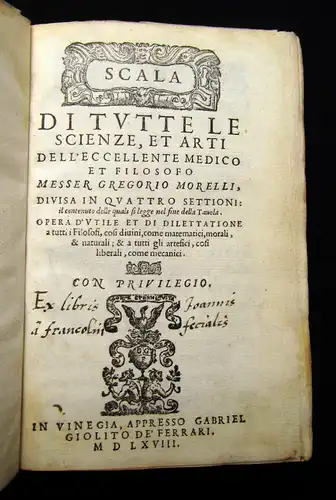 Morelli, Georgio 1568 Scala di tutte le Scienze et Arti Wissenschaft Skala