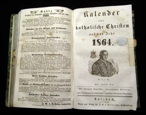 Sulzbacher Kalendersammlung 1861-1864 mit zahlreichen Holzstichen und Tabellen