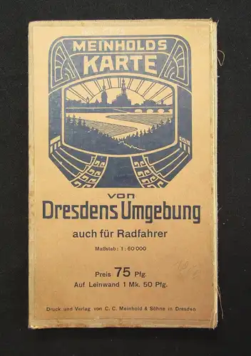 Meinholds Karte von Dresdens Umgebung 53 x 66 cm um 1915 Ortskunde Führer Guide