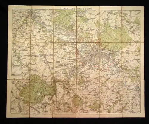 Meinholds Karte von Dresdens Umgebung 53 x 66 cm um 1915 Ortskunde Führer Guide