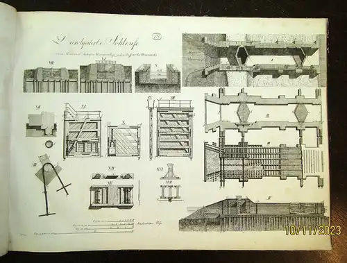 32 Tafeln über Wasserbau Tafel 69-101 Kupferstich 50 x67 cm um 1800
