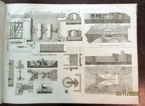 32 Tafeln über Wasserbau Tafel 69-101 Kupferstich 50 x67 cm um 1800