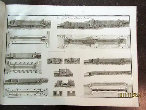 32 Tafeln über Wasserbau Tafel 69-101 Kupferstich 50 x67 cm um 1800