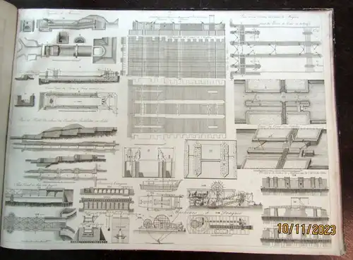 32 Tafeln über Wasserbau Tafel 69-101 Kupferstich 50 x67 cm um 1800