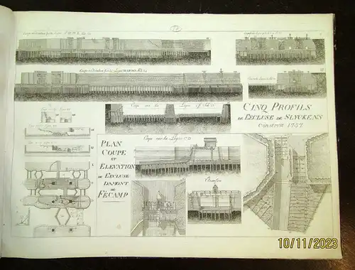 32 Tafeln über Wasserbau Tafel 69-101 Kupferstich 50 x67 cm um 1800